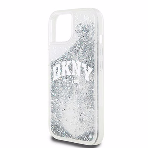 DKNY Liquid Glitter Big Logo Suojakuori iPhone 15 / 14 / 13:lle - valkoinen