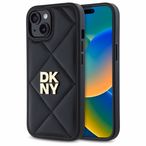 DKNY Quilted Stack Logo Suojakuori iPhone 15:lle - musta