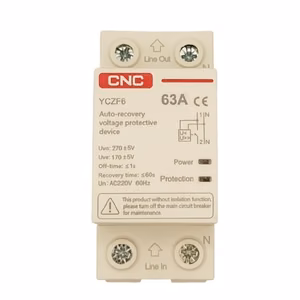 Self-Recovery Overvoltage and Undervoltage Protector, 1P+N, 63A, 230V