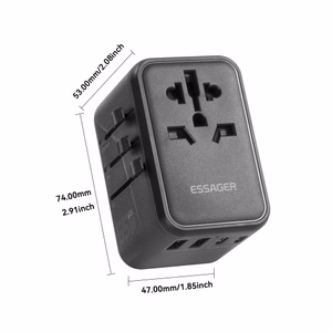 Charger Essager "Travel Global 2" Black 65W (3xPD / 2xQC3.0) (EU / US / UK)