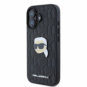Karl Lagerfeld Monogram Karl Head Pin iPhone 16 Suojakuori - Musta