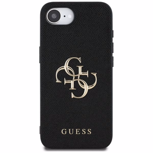 Guess PU Grained 4G Metal Logo suojakuori iPhone 16e:lle - musta