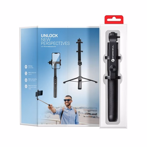 Forcell F-GRIP S70M selfiekepit langattomalla kaukosäätimellä + jalusta musta