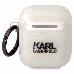 Karl Lagerfeld KLA2HNKCTGT läpinäkyvä suojus AirPods 1/2:lle Glitter Karl&Choupette