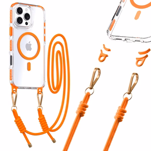 Tel Protect Strap läpinäkyvä suojakuori iPhone 16 Pro Max:lle oranssi
