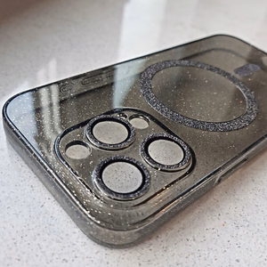 Glitter MagSafe Suojakuori iPhone 14 Pro:lle musta kirkas