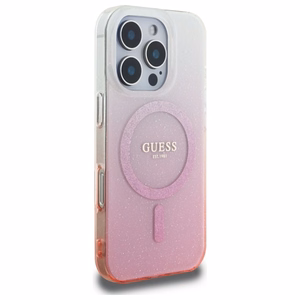 Guess IML Glitter Gradient MagSafe Suojakuori iPhone 16 Pro:lle - vaaleanpunainen