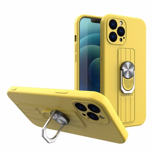 Ring Case silikonikotelo sormi ote ja jalusta iPhone 12 mini keltainen