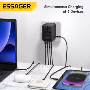 Charger Essager "Travel Global 2" Black 65W (3xPD / 2xQC3.0) (EU / US / UK)