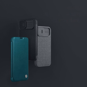 Nillkin Qin Qin Cloth Pro Case Case iPhone 14 Plus kameran kansi Holster kansi Flip Case harmaa