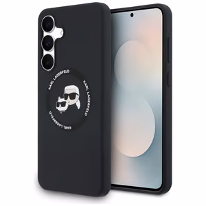 Karl Lagerfeld Silikoninen Karl & Choupette Heads MagSafe Suojakuori Samsung Galaxy S25 FE:lle - Musta