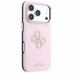 Guess Smooth & Big Strass Logo -suojakuori iPhone 18 Pro / 17 Pro – vaaleanpunainen