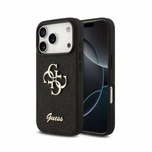 Case Guess PU Fixed Glitter 4G Metal Logo Apple iPhone 18 Pro black