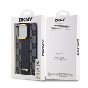 DKNY Nahkainen Checkered Mono Pattern MagSafe Suojakuori iPhone 14 Pro:lle - Musta