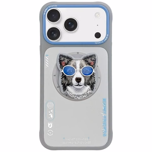 NIMMY suojakuori GLASSES COOL DOG yhteensopiva MagSafen kanssa iPhone 17 Pro Max:lle harmaa