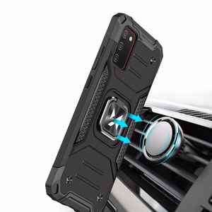 Wozinsky Ring Armor kova hybridi tapauksessa kansi + magneettinen haltija Samsung Galaxy A03s musta
