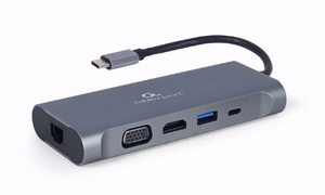 Gembird A-CM-COMBO7-01 kannettavan tietokoneen telakka/porttitoistin USB 3.2 Gen 1 (3.1 Gen 1) Type-A harmaa