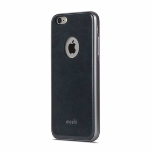 Moshi iGlaze Napa hybrid case with vegan-leather back for iPhone 6s Plus / 6 Plus, Midnight Blue
