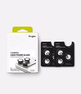 Ringke 2 kpl karkaistuja kamerakehyksen suojalaseja malleille iPhone 18 Pro / Pro Max, musta