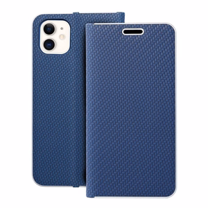 Flip-suojakuori iPhone 11:lle Luna Book Carbon sininen