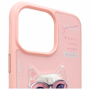 NIMMY Suojakuori COOL&CUTE 2.0 Cat iPhone 15 Pro:lle - vaaleanpunainen