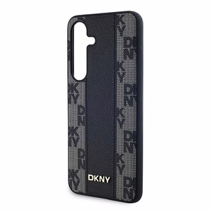 DKNY Nahkainen Checkered Mono Pattern MagSafe Suojakuori Samsung Galaxy S24+:lle - Musta
