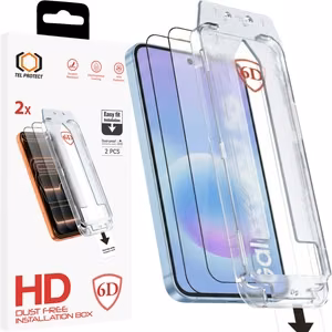 Tel Protect Dust-Free Easy Fit Full Glue 6D karkaistu lasi Samsung Galaxy A56/A57 5G musta - 2 kpl
