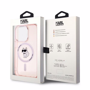 Karl Lagerfeld IML Choupette MagSafe Suojakuori iPhone 14 Prolle - vaaleanpunainen