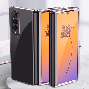 Plating Case case for Samsung Galaxy Z Fold 4 cover with a metallic frame blue