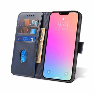 Lompakko-Suojakuori jalustalla iPhone 15 Pro:lle Magnet Case - sininen