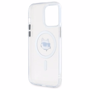 Karl Lagerfeld IML Metal Choupette Head MagSafe iPhone 13 Pro Suojakuori - valkoinen