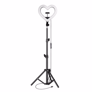 LED-rengasvalo Stream RGB lamppu 10" puhelintelineellä HEART + jalusta JM26-10 musta