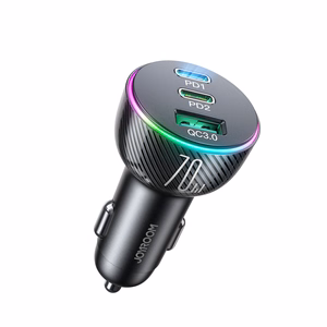 Joyroom 70W auton laturi 3 portilla: USB, 2 x USB C musta (JR-CL26)