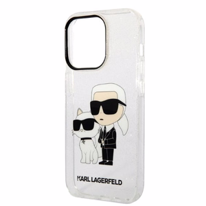 Karl Lagerfeld Glitter Karl&Choupette case for iPhone 14 Pro - transparent