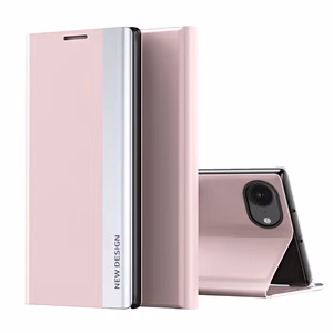 Sleep Case Pro iPhone 16e / 17e:lle kannella ja jalustalla - vaaleanpunainen