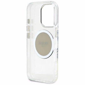 Guess IML Metal Colored Circle Classic Logo MagSafe Suojakuori iPhone 16 Pro:lle - harmaa