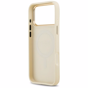 Guess Grained Strass Logo MagSafe -suojakuori iPhone 17 Pro Max - beige