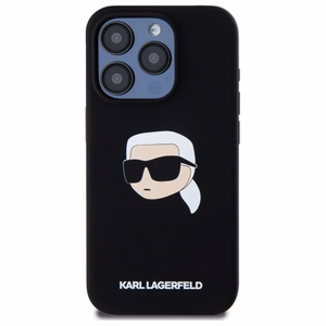 Karl Lagerfeld KLHMP15LSKHPPLK iPhone 15 Pro 6.1 musta/musta kovakuori Silikoninen Karl Head Print MagSafe