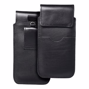 ROYAL - Nahkainen yleiskotelo läpällä / musta - Koko 2XL - iPhone 6 Plus / Samsung A52 / Xiaomi Redmi Note 10