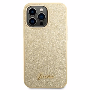 Guess Glitter Script kotelo iPhone 14 Pro:lle - kultainen