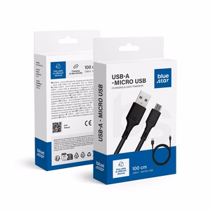 Kaapeli USB A - Micro USB Blue Star 2A 1 m DC-001AM2.0 musta