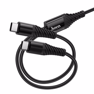 Hoco 2-in-1 USB-C - USB-C+C -kaapeli 1 m X123 - musta