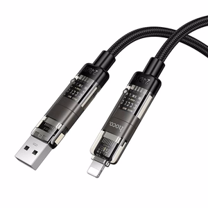 Hoco U151 kaapeli 4in1 USB A/C - USB C/Lightning 240W 1,2 m musta