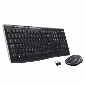 Langaton QWERTY-näppäimistön ja hiiren setti Logitech MK270, musta