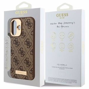 Guess 4G Logo Plate MagSafe iPhone 16 Suojakuori - Ruskea