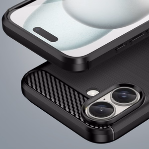 Carbon Case Silikoninen Suojakuori iPhone 16:lle - Musta