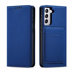 Magneettikorttikotelo Kotelo Samsung Galaxy S22 + (S22 Plus) Kotelo Lompakko Kortinhaltija Sininen