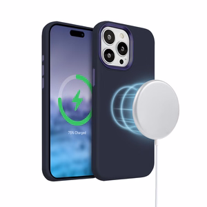 Crong Color Cover LUX Magnetic suojakuori iPhone 15 Pro -laitteelle, MagSafe-yhteensopiva, tummansininen