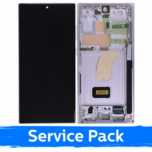 LCD-näyttö yhteensopiva Samsung S918 S23 Ultra kehyksellä / Lavender / (Service Pack) +AKKU MUKANA