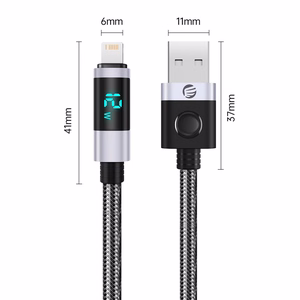 Orico LDA2L USB-A–Lightning, 12 W-kaapeli LED-näytöllä, 0,5 m – musta ja hopeanvärinen